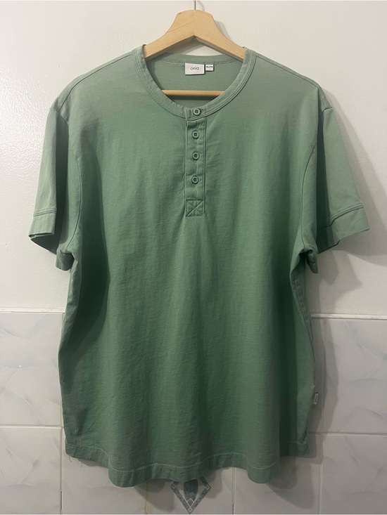 Onia Other - Onia Men’s Henley Short Sleeve Shirt Sage Green XL Coastal Casual 100% Cotton